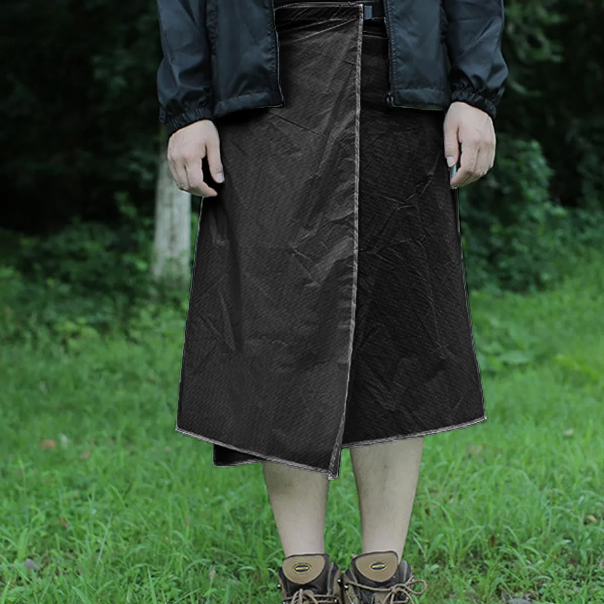Falda Impermeable Ultraligera De Nailon 150D, Impermeable, Ideal para Actividades Al Aire Libre como Montañismo, Acampada, Senderismo Y Pesca (Negra).
