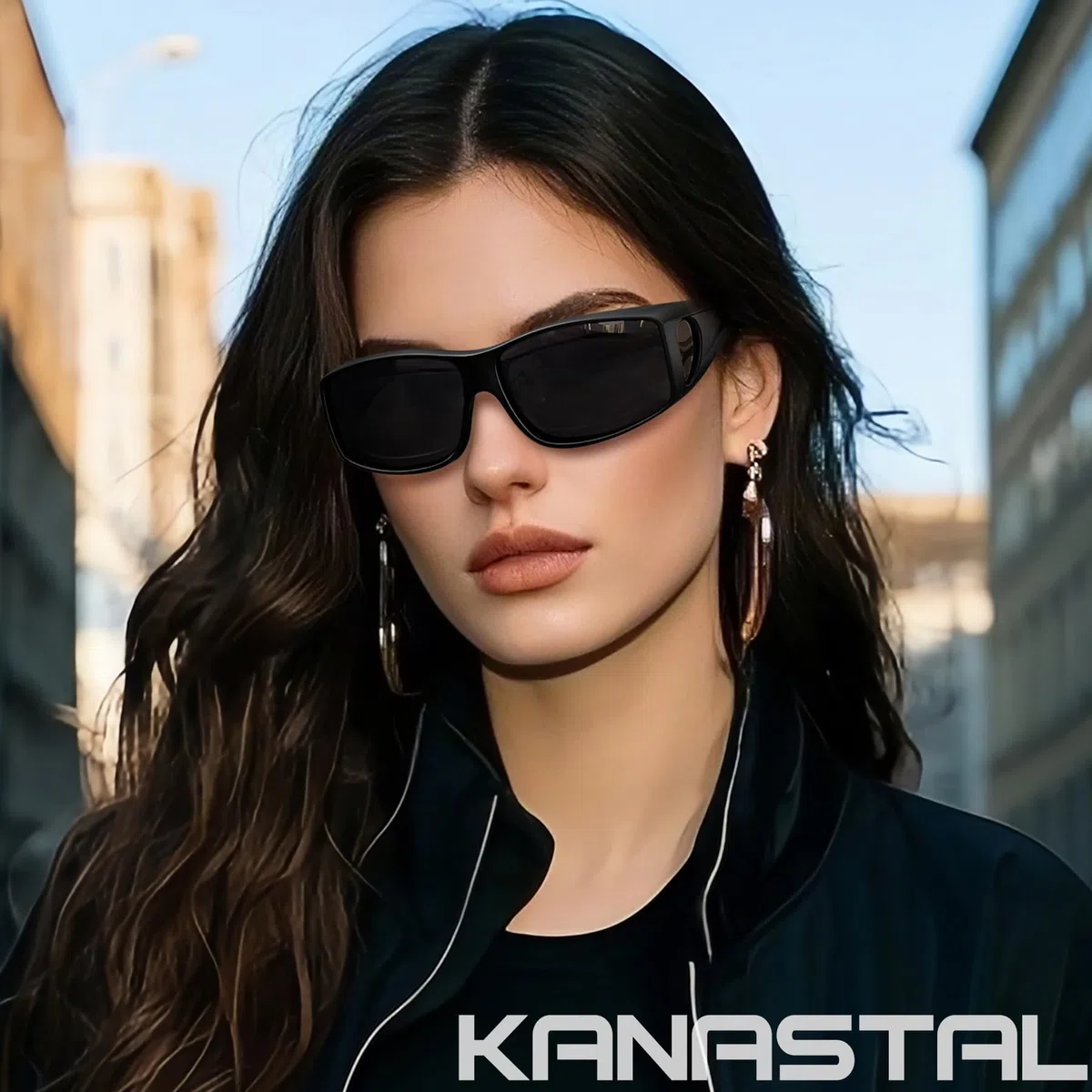 KANASTAL Alta protección UV Gafas de Sol Superpuestas Polarizadas TR90 Ultraligero Rectangulares Protección UV400, Conducción, Deportes al Aire Libre y Viajes
