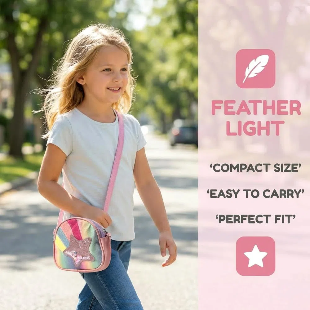Bolso Bandolera para Niña,Rainbow Bolsa Pequeña Pequeño Bolso de Hombro para Niñas con Correa Ajustable,Mini Bolsas de la Princesa Bolsos de Mano Monedero Niña Regalo para Niñas 3-10 Años