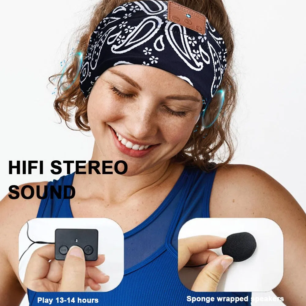 Auriculares para Dormir, Casco Diadema Dormir con Cancelación Ruido/Estéreo Altavoces, Bluetooth Cinta Band Auriculares Regalo Original para Hombre Mujer, Sleep Headphone para Deportes Viajes