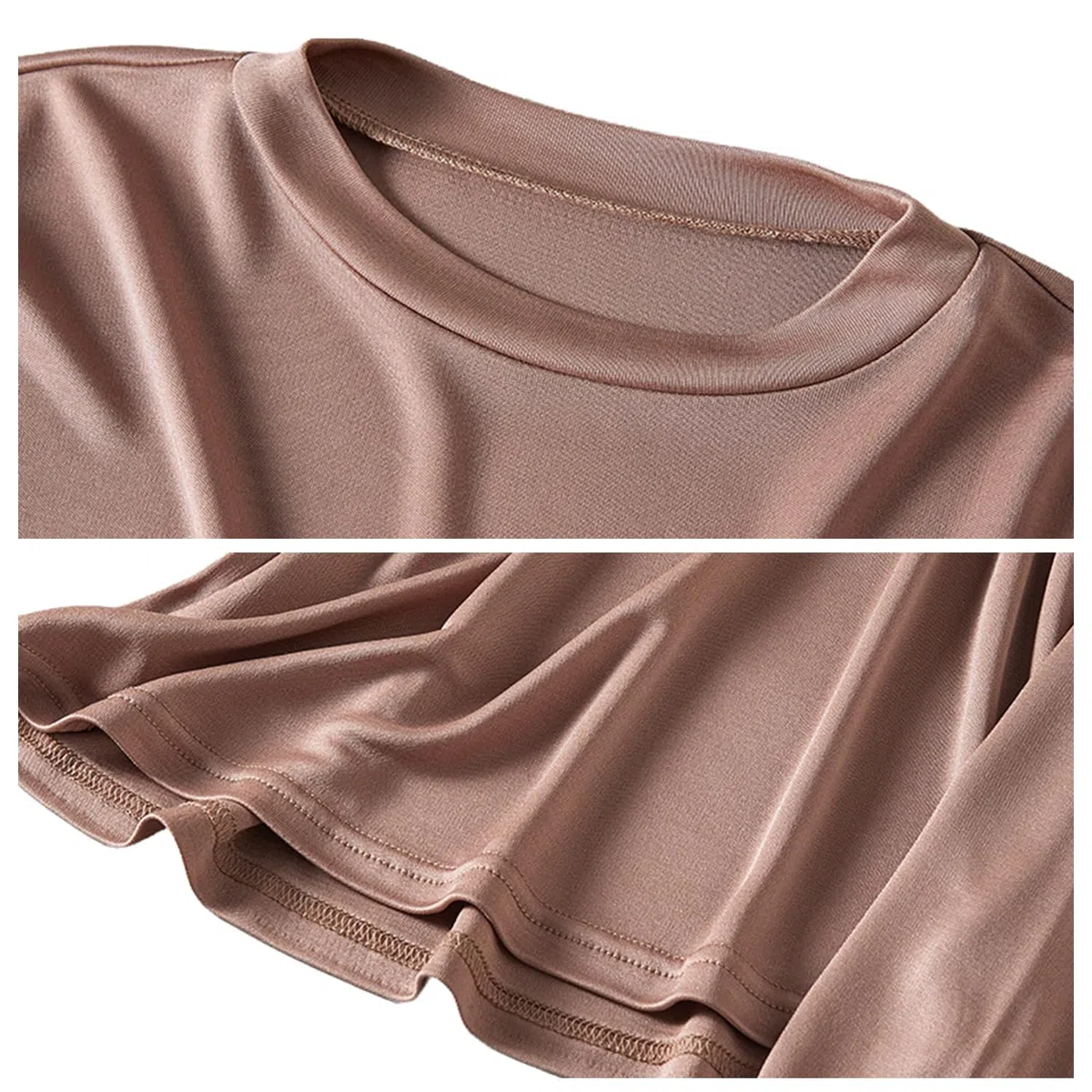 Camisetas térmicas de seda de morera para mujer, ropa interior de manga larga, cuello redondo, capa base de seda, blusa sin botones