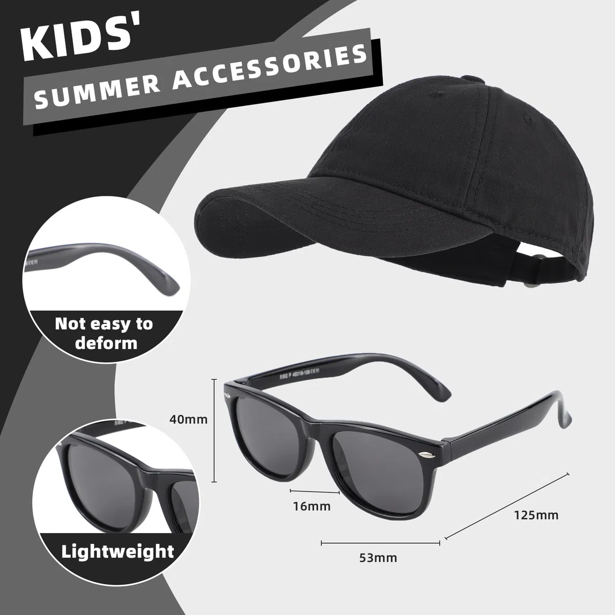 MK MATT KEELY Gorra Niño Gafas de Sol Niña 3-10 Años Set 2 Piezas Gorra Béisbol con Visera Protección UV Infantiles Verano para Regalos