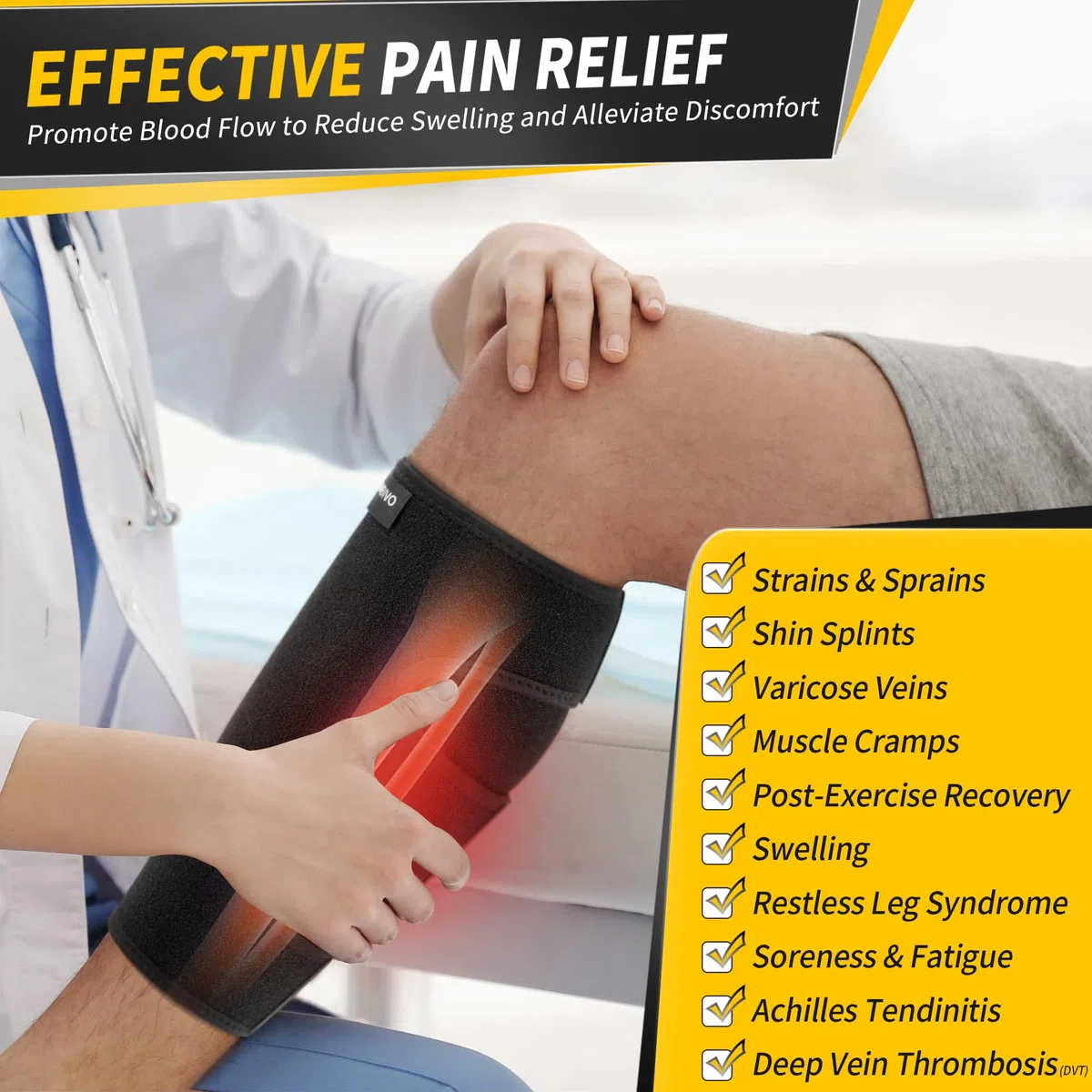 CAMBIVO Medias Compresion para Pantorrilla x2, Calcetines de Compresión Mujer Hombre, Ajustable Mangas de Compresión para Dolor Muscular, Varices, Deporte, Running, Ciclismo, Trabajo, Vuelo