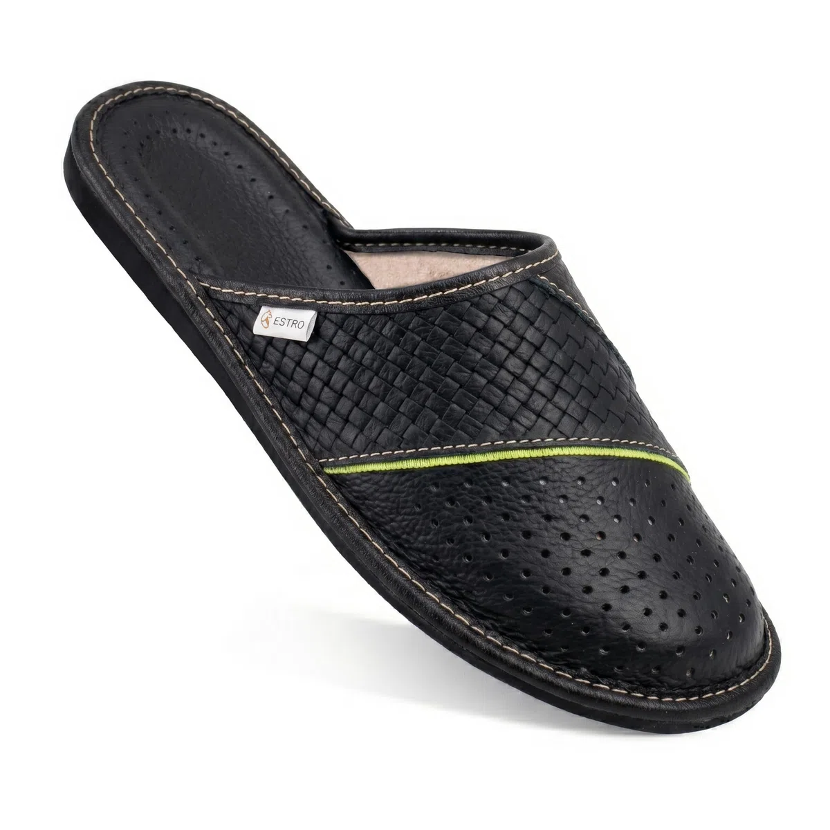 ESTRO Zapatillas De Casa De Hombre Pantuflas Casa Hombre Piel Genuina M66