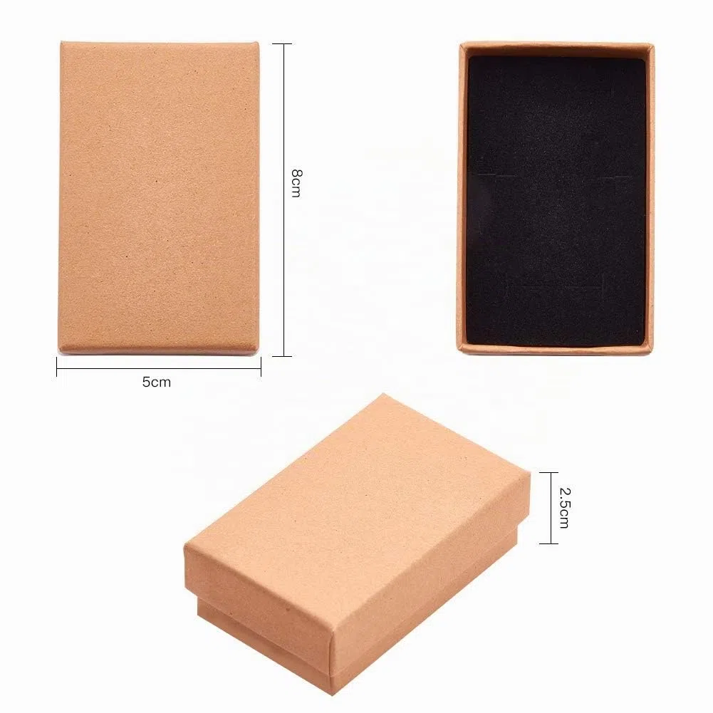 Craftdady Paquete de 24 cajas de joyería rectangulares de cartón kraft marrón, caja de regalo pequeña para anillos, collares, embalaje, boda, fiesta, cumpleaños, caja de regalo, 8 x 5 x 3,5 cm
