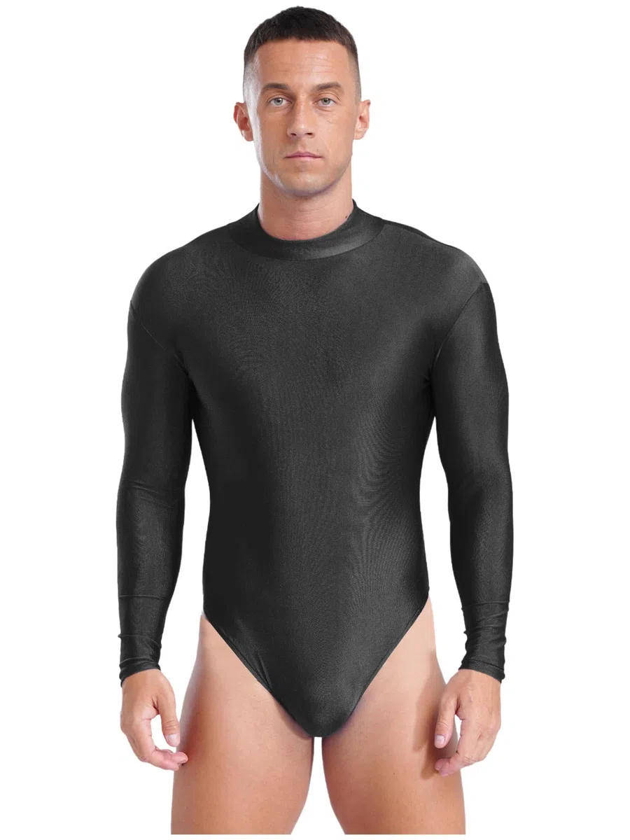 Body de gimnasia para hombre, camisa latina, manga larga, monocolor, body, patinaje artístico, leotardo, danza, chándal
