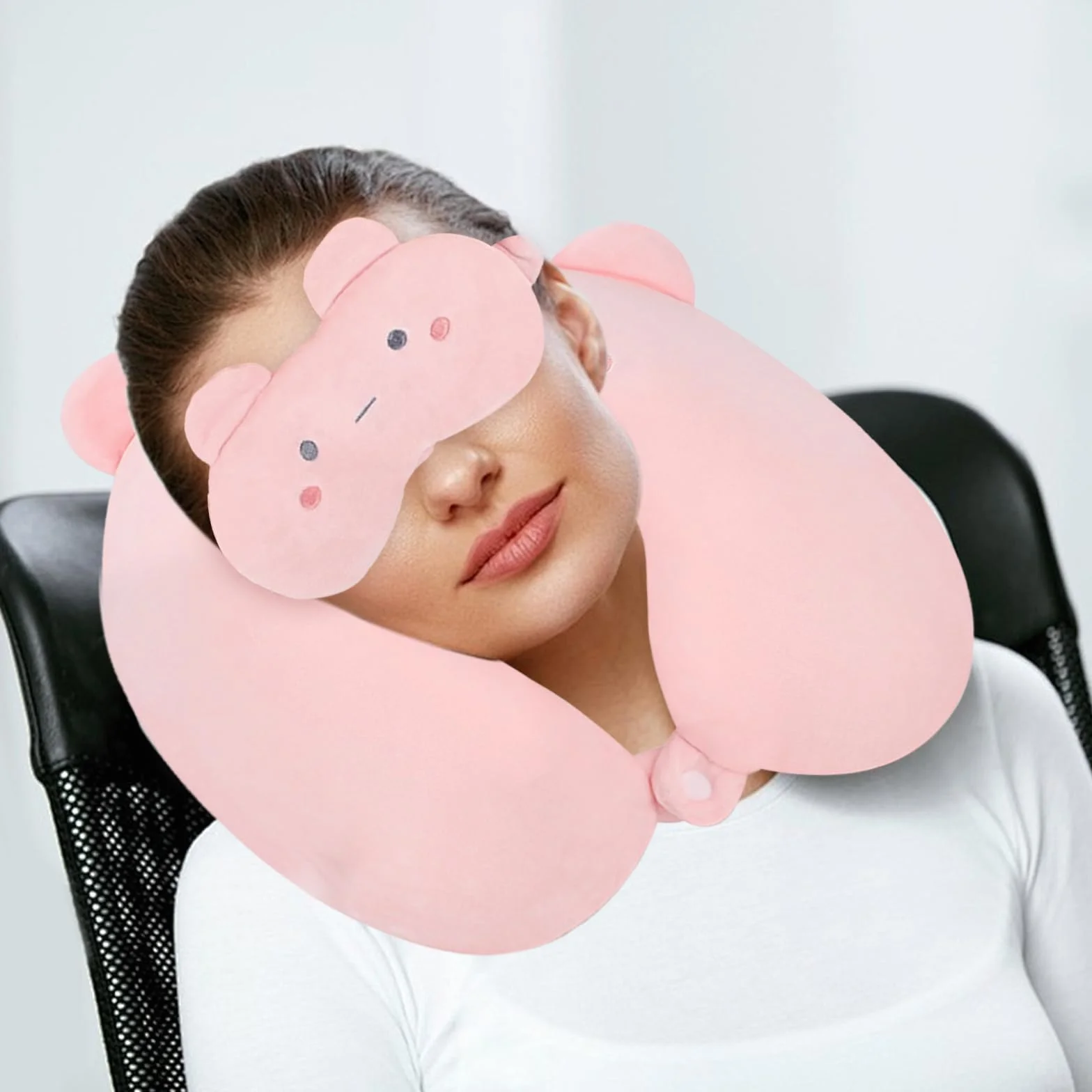 Almohada De Viaje 2 En 1 para Niños, Almohada De Viaje En Forma De U La Funda De Almohada Es Extraíble Y Lavable, Adecuada para Adultos Y Niños (Dinosaurio Verde)
