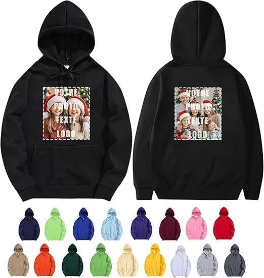 Sudadera con capucha personalizada, sudaderas a juego para parejas con foto y texto, diseño de doble cara, sudaderas personalizadas para mujeres/hombres, regalos de cumpleaños para novio y novia, S
