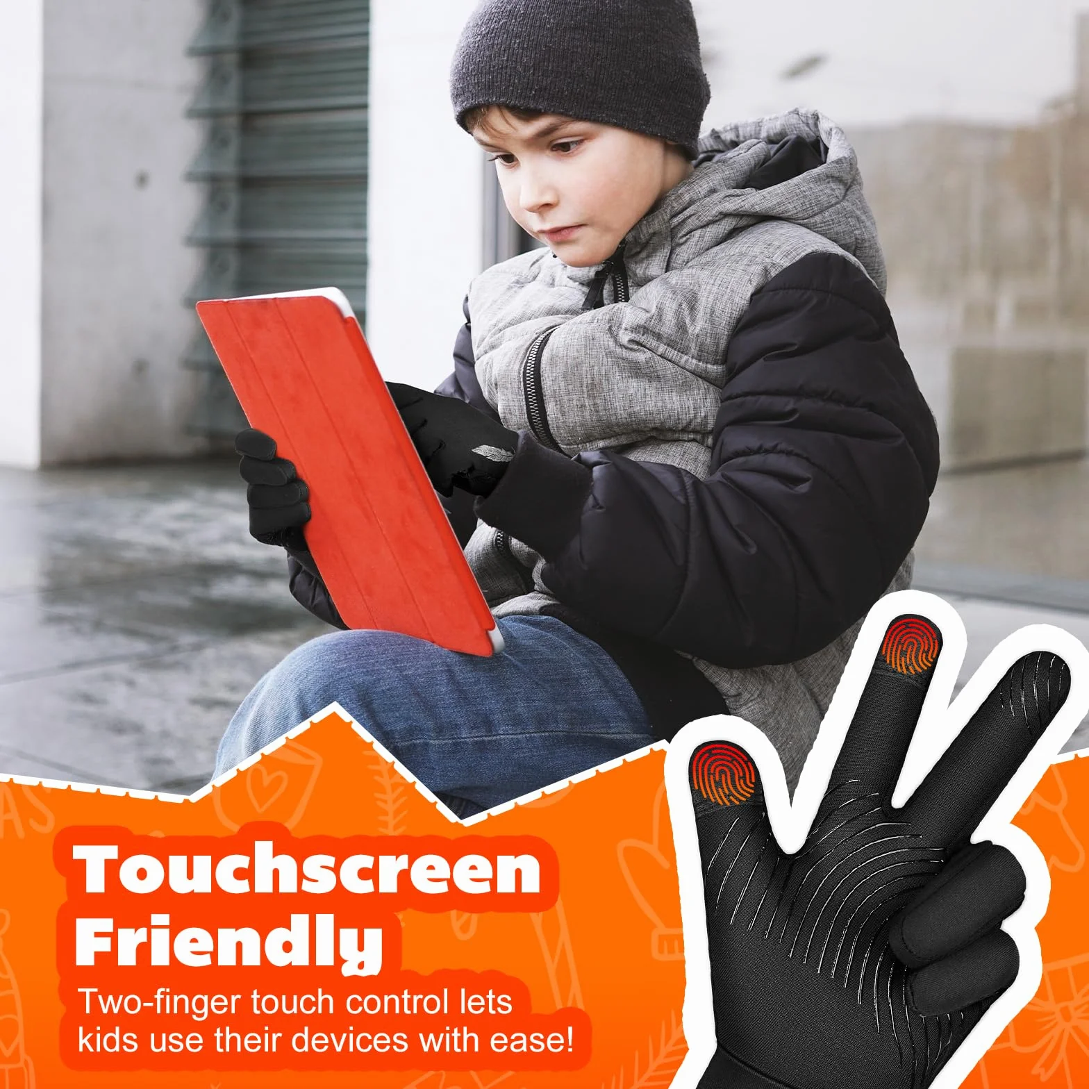 OOPOR Guantes de Deporte de Invierno para niños – Pantalla táctil Antideslizante térmica Guantes cálidos para niños y niñas, Ciclismo, equitación y fútbol de 4 a 12 años