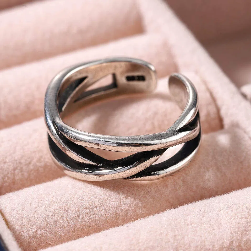 Aukmla Anillo de pulgar vintage de plata con nudo celta ajustable, anillo abierto para mujeres y niñas, 1 Count (Pack of 1), Plata, Turquesa