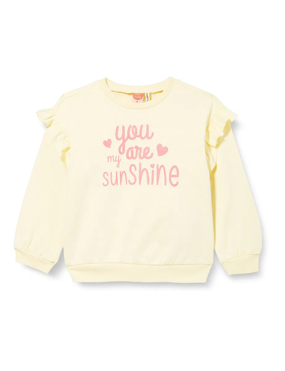 Koton Ruffled Sweatshirt Printed Long Sleeve Crew Neck Brushed Interior, Sudadera bébé Filles, Yellow (151),