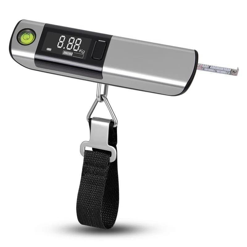 Flintronic 1PC Escala del Equipaje, Digital Balanza Báscula de Equipaje, Colgar Pesado Escala de Viaje, Balanza de Pesaje de Maleta Pantalla LCD Retroiluminación, Max Peso 110lb/50kg (Sin Batería)