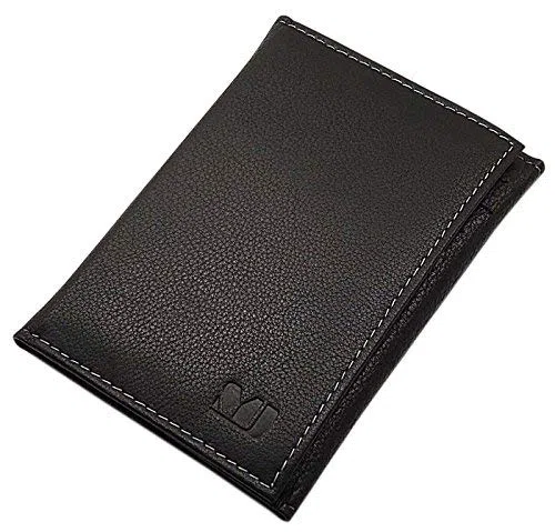 myledershop Cuero de búfalo Elegante Tarjetero para documento de Identidad y Tarjeta de crédito MJ-Design-Germany con protección RFID y NFC (Negro)