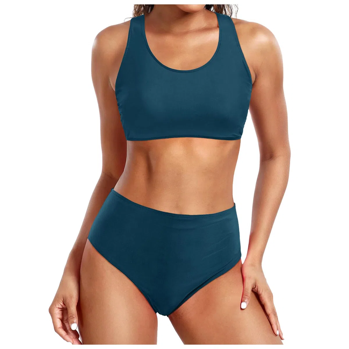 Bikini Deportivo Mujer,Bikini De Cintura Alta para Mujer BañAdores Sexys De Dos Piezas con Realce Traje De BañO Conjunto De Bikini Retro Fruncido De Cintura Alta con Estampado