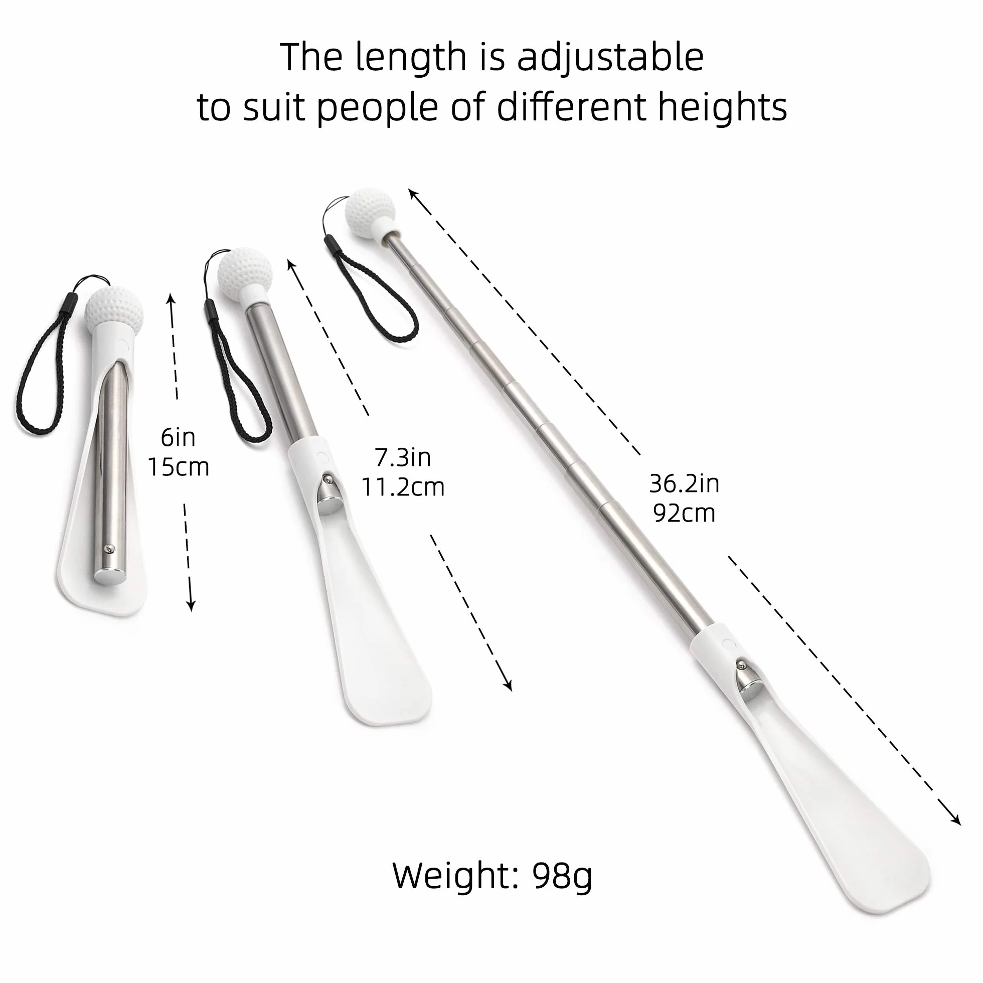 Fanwer Calzador Plegable de 36.2 Pulgadas con Mango Largo para Viajes, para Personas Mayores, Embarazadas, Dolor de Espalda