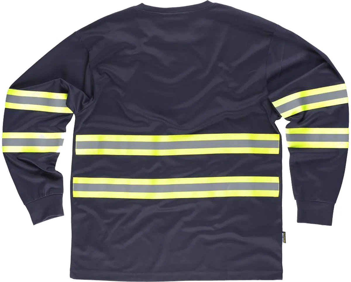 WORKTEAM Camiseta de Manga Larga con Alta Visibilidad Certificada EN 17353 Tipo B3, Tejido Transpirable y Ligero con Cintas Reflectante, Unisex