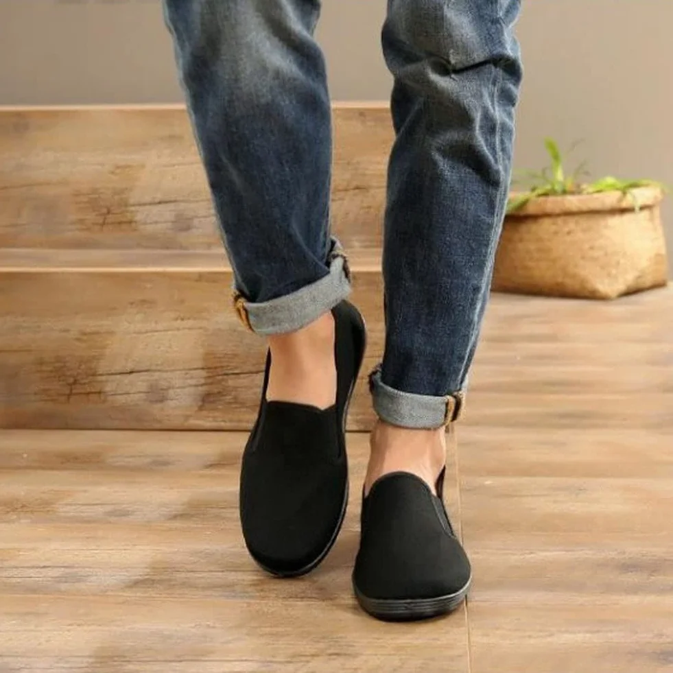 Zapatillas Chinas de Kung Fu de Lona para Artes Marciales, Zapatos de Tai Chi, Suela de Goma, Unisex, Todo Negro