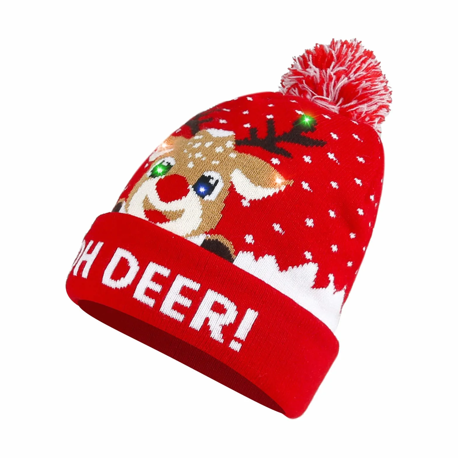 Diealles Shine Navidad Sombrero LED, Sombrero de Beanie de Invernal, Mütze Beanie Gorro de Punto para Mujer Hombre(Rojo)
