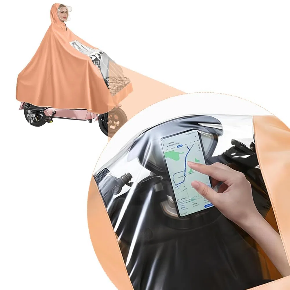 Capa de Lluvia para Motocicleta Eléctrica, Impermeable Reutilizable de Cuerpo Completo, Impermeable para Ciclismo con Casco, a Prueba de Tormentas, Unisex, Chaqueta Poncho con
