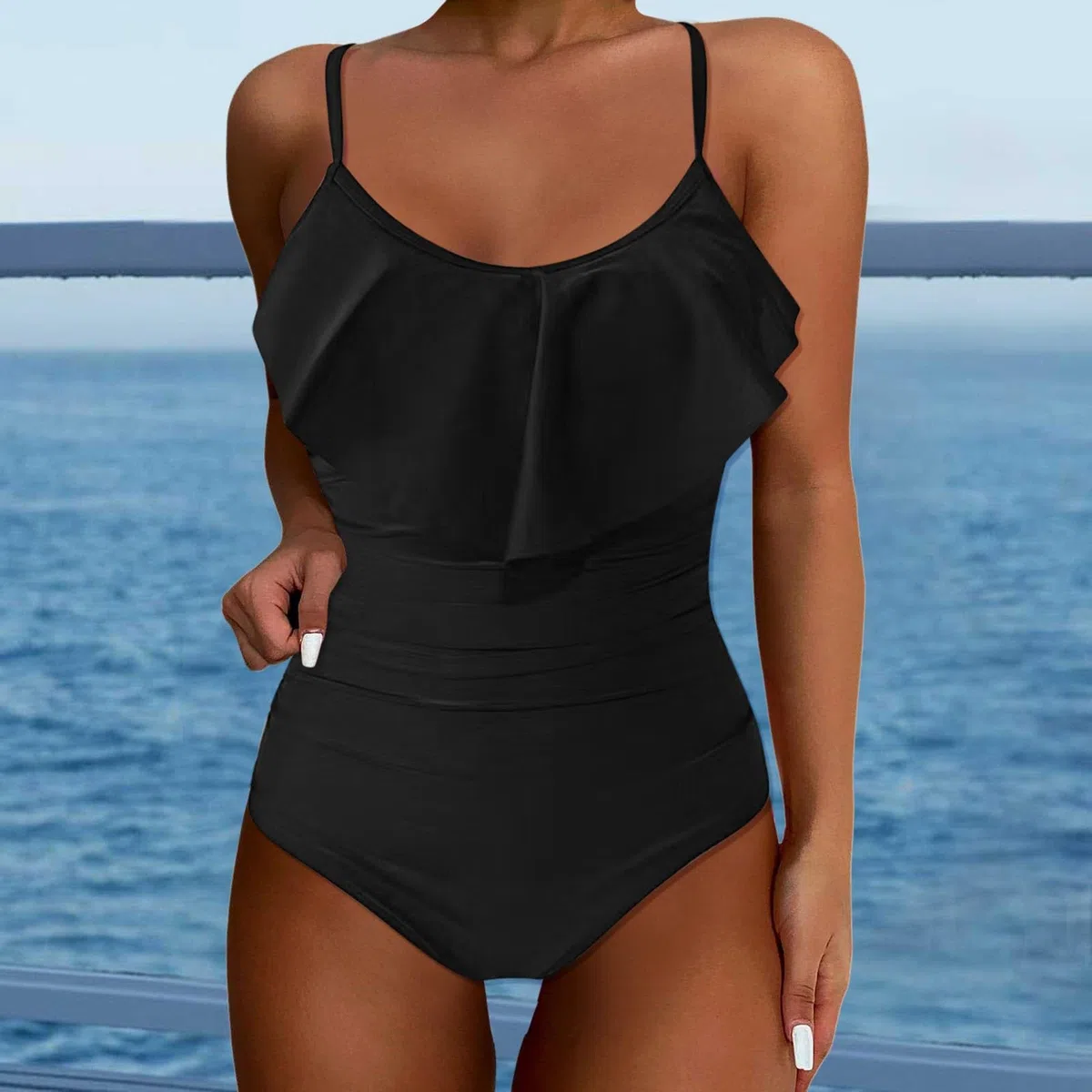 Traje De Baño Mujer De Una Pieza Premium Control del Vientre Modern Swimwear De Una Pieza Ahueca Bañador Fiestas Junto Piscina
