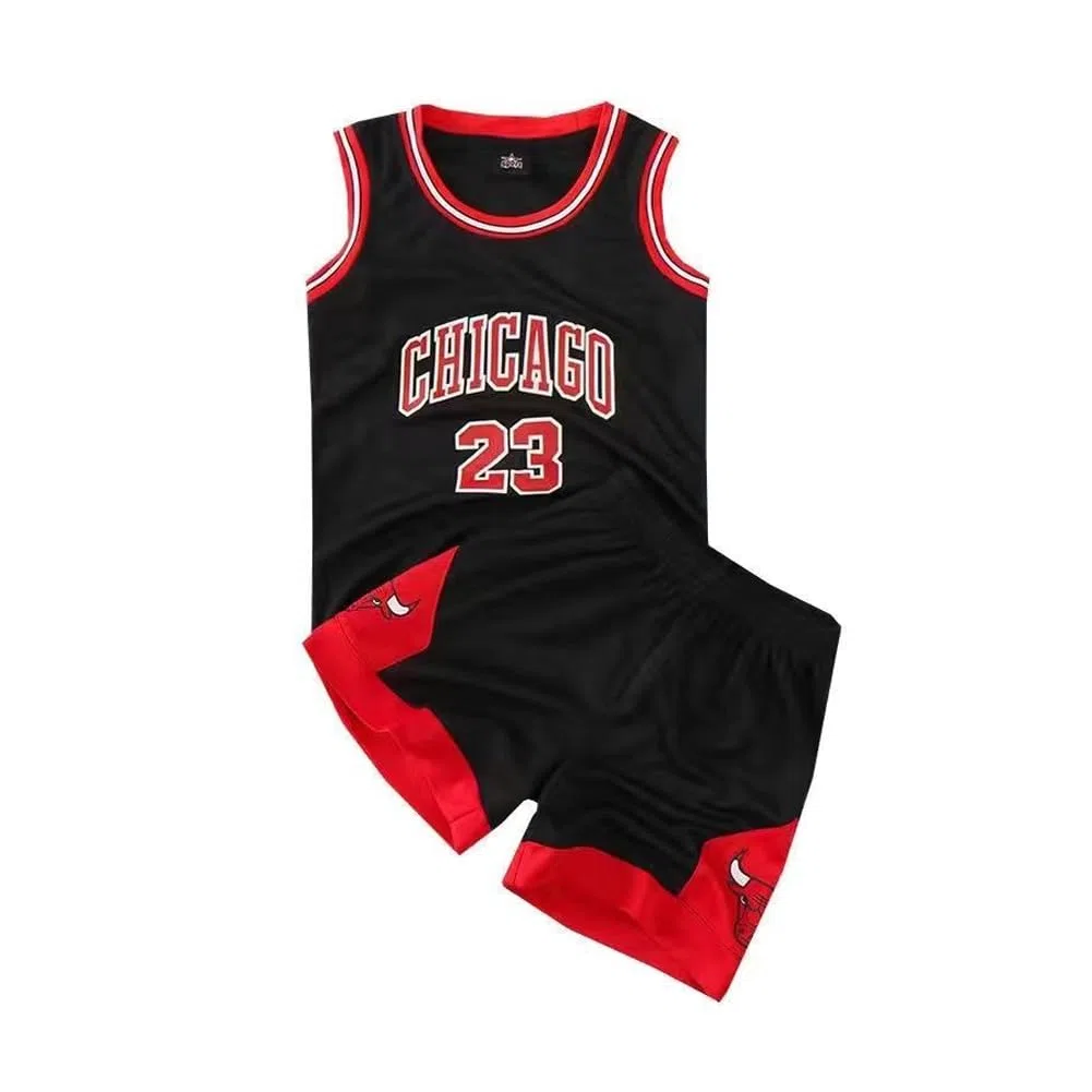 Camiseta y Conjunto Baloncesto Niño - Traje de Baloncesto con Pantalones Cortos y Camiseta de Tirantes (Black, 12-14 años/2XL)