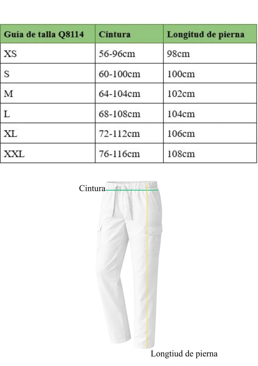 Victory KAIXUAN – PANTALÓN Sanitaria DE Cintura ELÁSTICA con CORDÓN Y MULTIBOLSILLO – Uniforme SEÑORA MÉDICA Enfermera Dentista ESTÉTICA Limpieza HOSTELERÍA – Serie Q8114