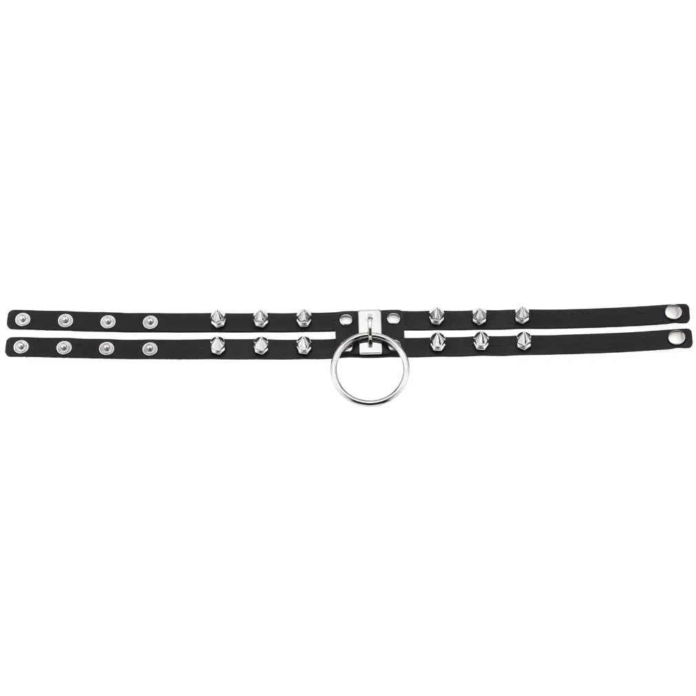 Collar punk redondo con pinchos para mujeres y hombres, con remaches tachonados, collar grueso, joyería gótica, accesorios góticos, rosa