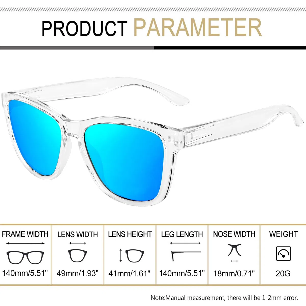 Joopin Polarizadas Gafas de Sol Hombre y Mujer Cuadradas Estilo Clásico de Moda para Conducir Playa Viaje