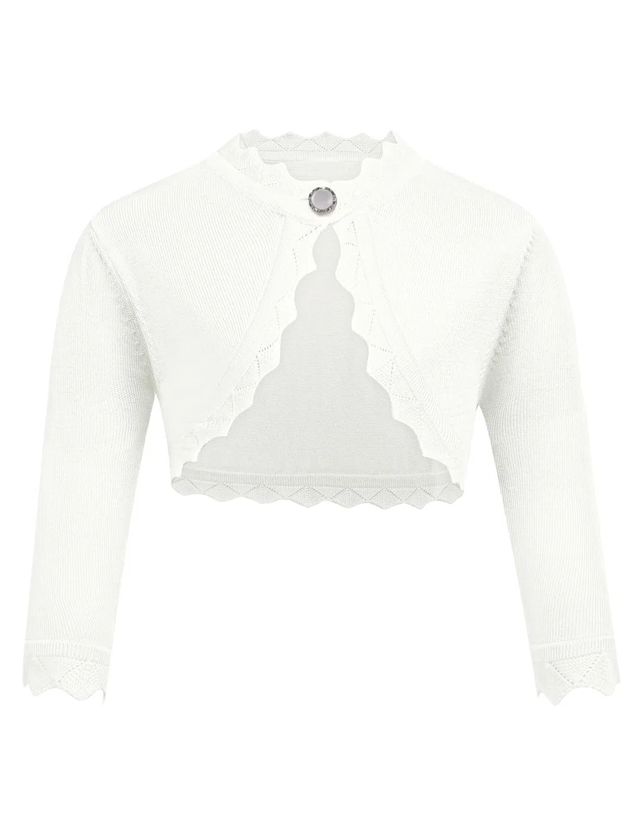 trudge Cárdigan Básico para Niña Bolero de Manga Larga para Niños Chaqueta de Hombro Chaqueta de Bolero Corto para Vestido de Comunión Vestido de Bautizo