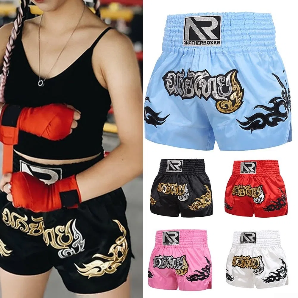 YJDOORPLAY Pantalones cortos de entrenamiento unisex para boxeo, artes marciales mixtas, Muay Thai, Kickboxing, sparring, pantalones cortos transpirables