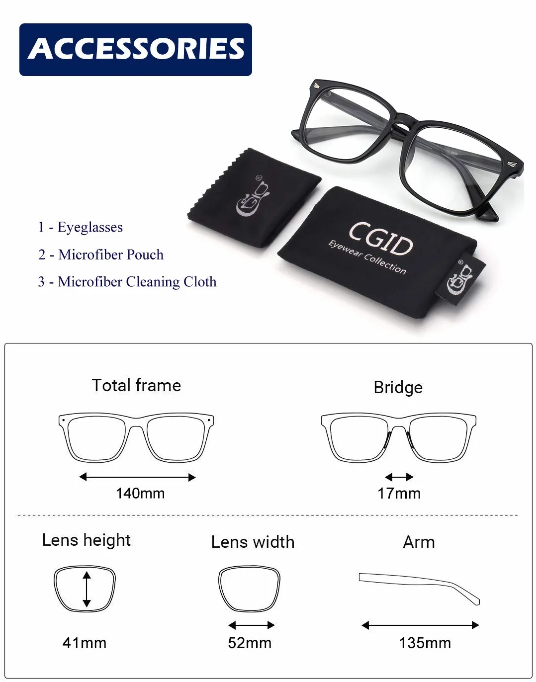 CGID CN82 Retro Anteojos Lente Claro Gafas Para Mujer y Hombre