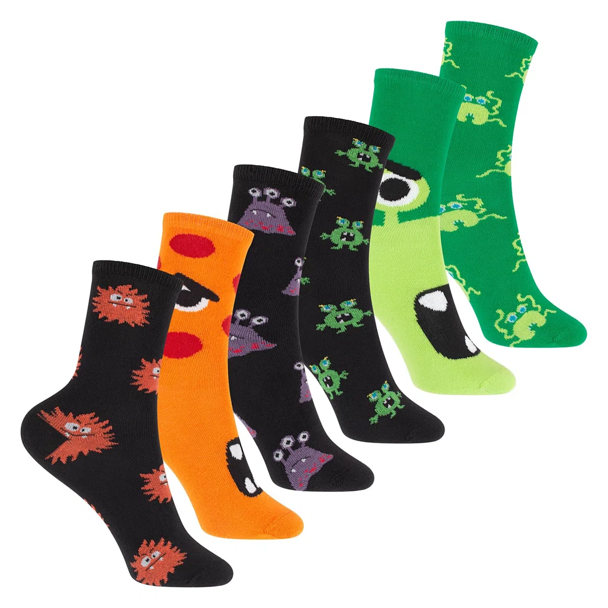 Footstar Calcetines básicos de algodón coloridos (6 pares) con divertidos motivos para niñas y niños