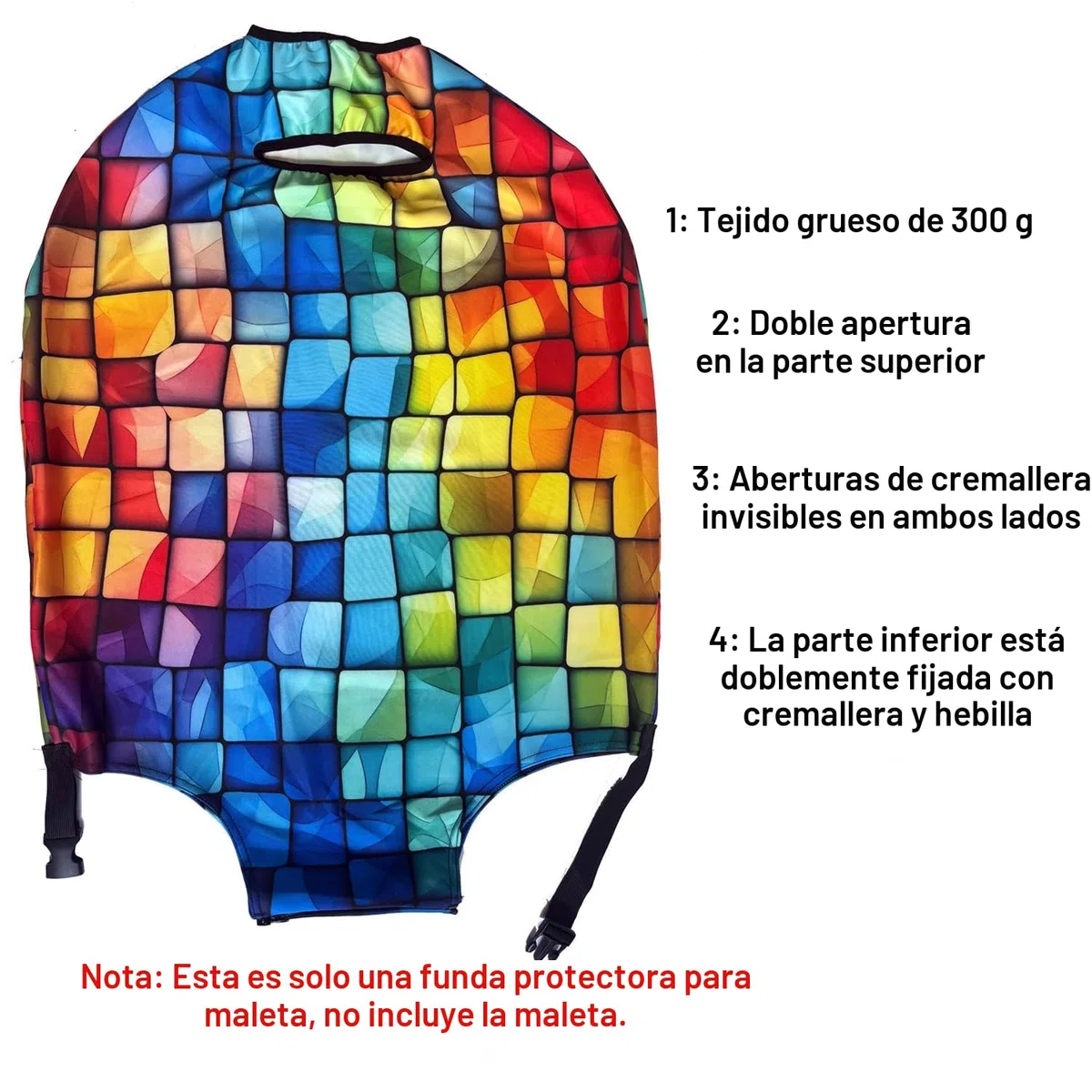 Funda para Maleta Cubierta de Equipaje Elástica más Aplicar a Maleta de 18 ''-32 '', Suitcase Cover Luggage Cover Cubierta Protectora de Maleta (Block, L)
