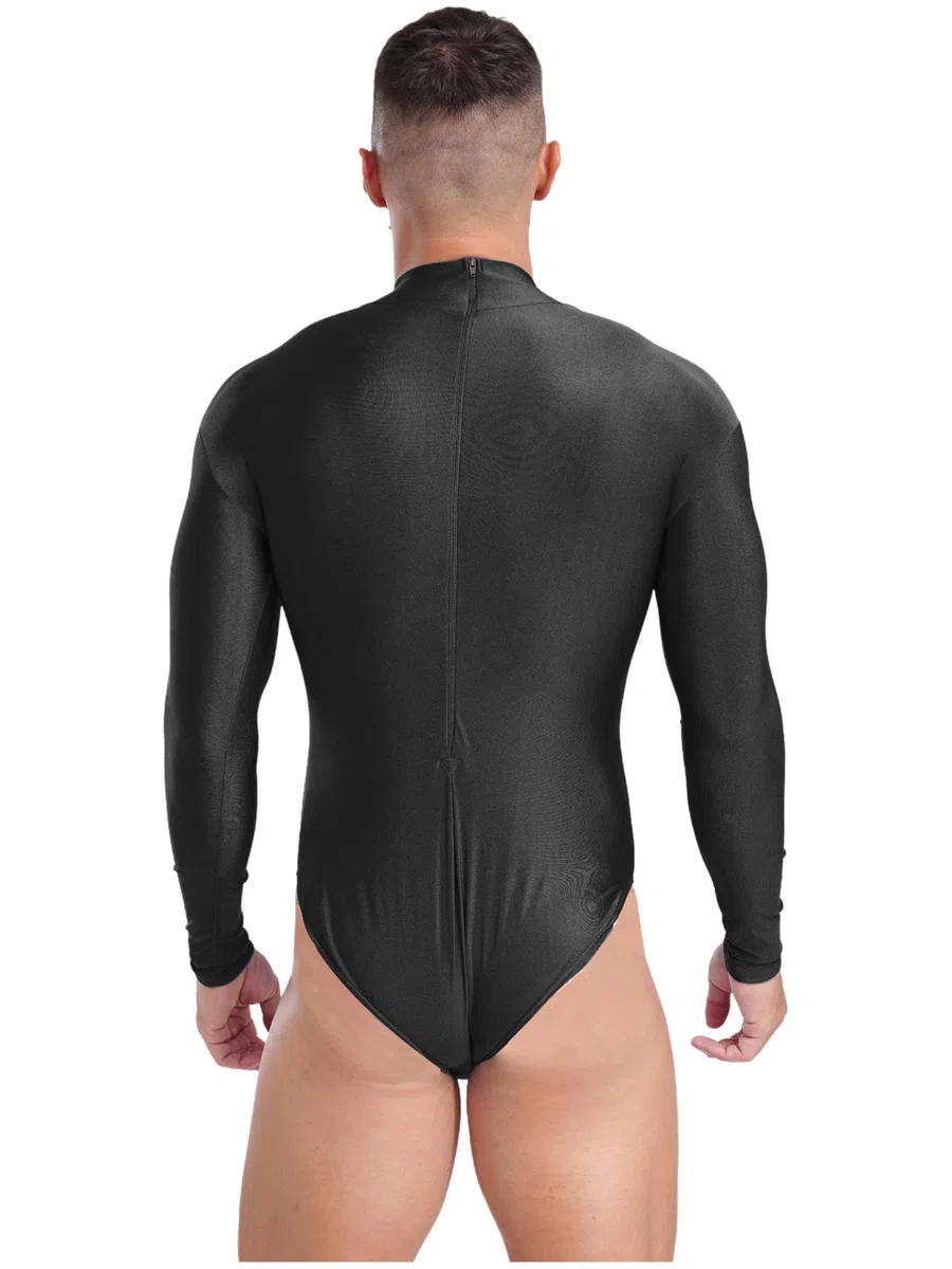 Body de gimnasia para hombre, camisa latina, manga larga, monocolor, body, patinaje artístico, leotardo, danza, chándal