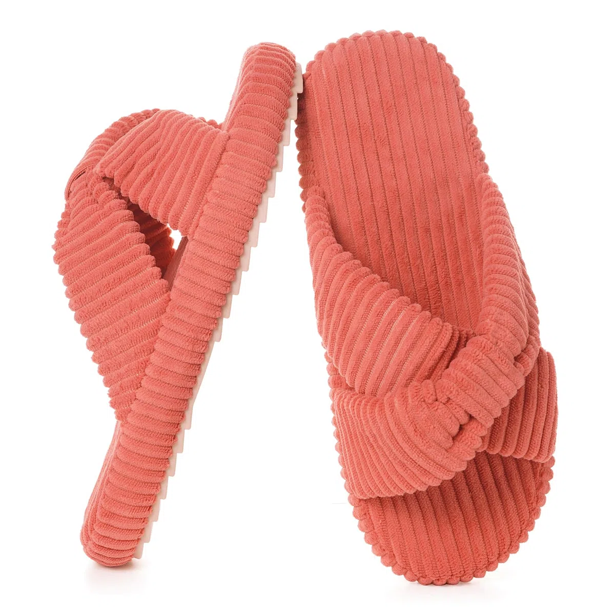 Zapatillas Mujer Cómoda Anchos Espuma de Memoria Pantuflas Casa Pana Banda Cruzada Antideslizante Punta Abierta Slippers