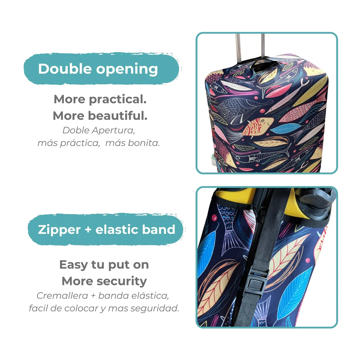 Funda para Maleta de Viaje – Luggage Cover Elástica, Lavable y Reutilizable – Poliéster + Spandex – 4 Tamaños (S, M, L, XL) – para Maleta de Cabina, Mediana o Grande – Cubre Equipaje (S)