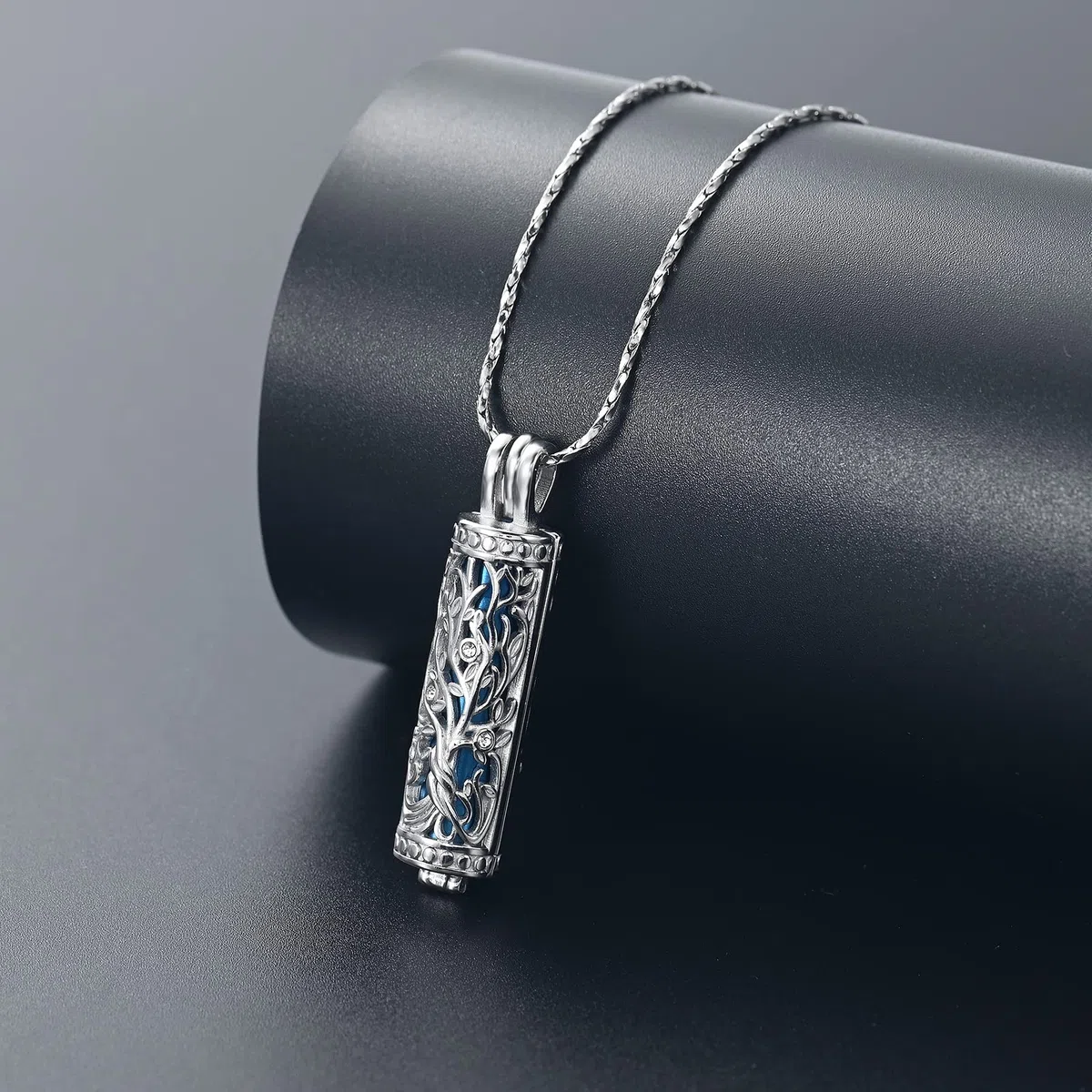 Urna Collar de Cenizas para Mujeres Hombres Árbol de la Vida Cilindro Cremación Joyería Vial Cremación Ceniza Colgante Memorial Joyería Regalos Cenizas Collar