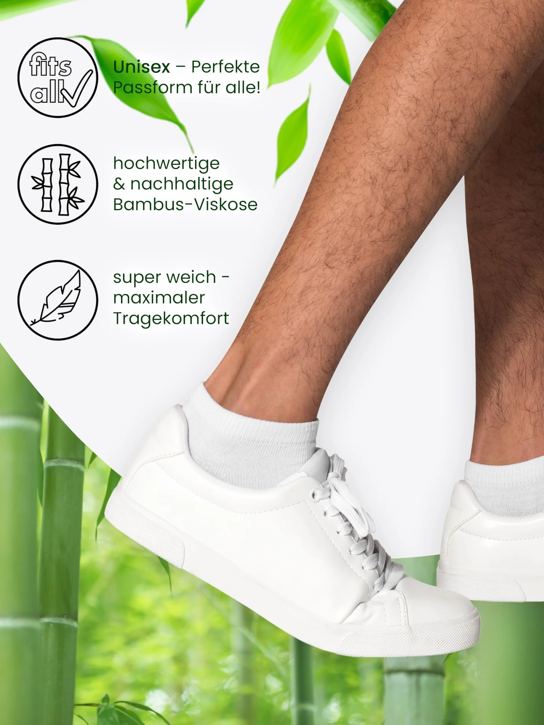 Cotton Prime Calcetines deportivos unisex para hombre y mujer, 6 pares de calcetines cortos de bambú viscosa – Calcetines deportivos transpirables para uso diario y deporte