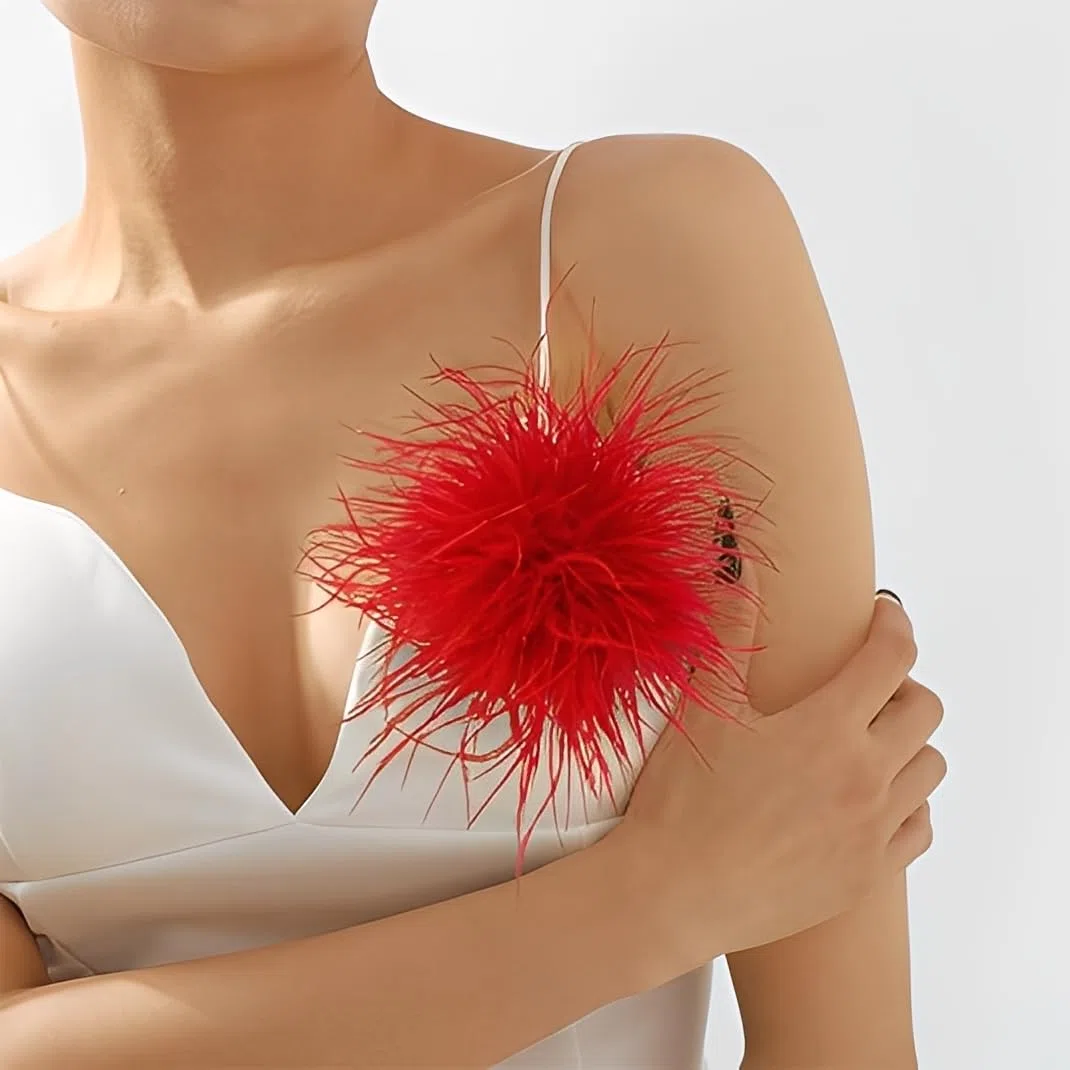 Delicado broche de flores de plumas, pin de solapa floral de gran tamaño para mujeres y hombres, ramillete de tela de 15 cm para chal, vestido, boda, fiesta, baile, banquete, accesorio de joyería de