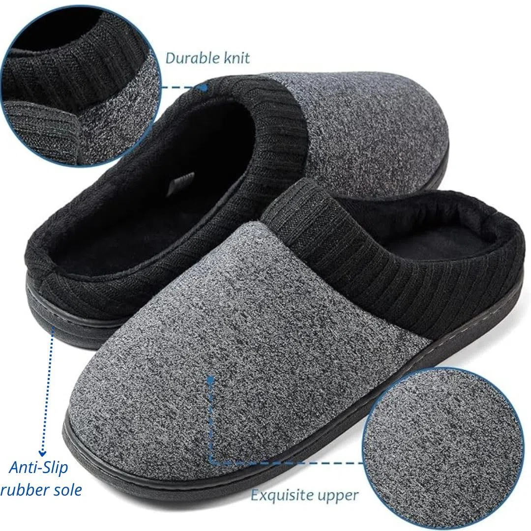 TTW Zapatillas Casa Hombre Invierno Zapatillas de Estar por Casa Cómodas y Cálidas Pantuflas de Algodón con Suela Antideslizante