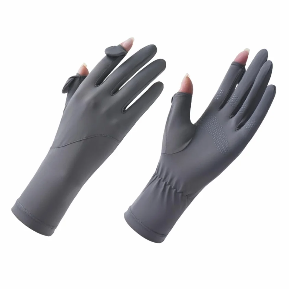 Mioyow - Guantes de protección UV para mujer, guantes de conducción finos, de seda helada, transpirable, guantes antideslizantes, pantalla táctil para conducción, ciclismo, senderismo, pesca
