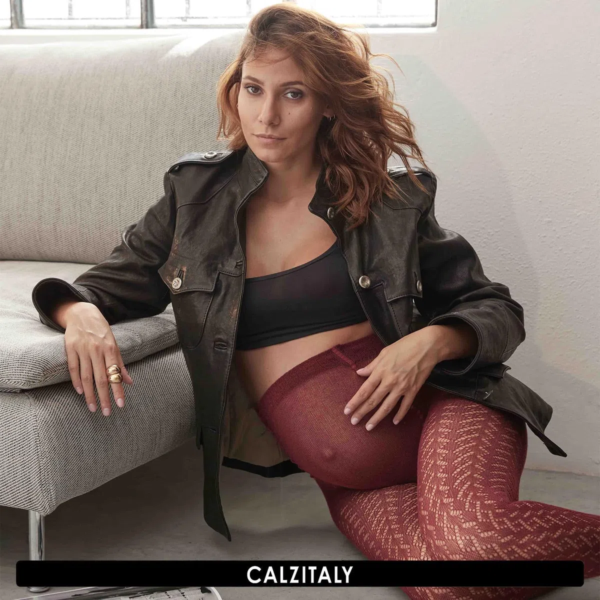CALZITALY Medias Premama | Leotardos De Algodón Efecto Perle | Leotardos Efecto Perle Diseno Chevron | 300 Den | Gris, Granate, Marrón, Azúl, Negro | S, M, L, XL | Calcetería Italiana |