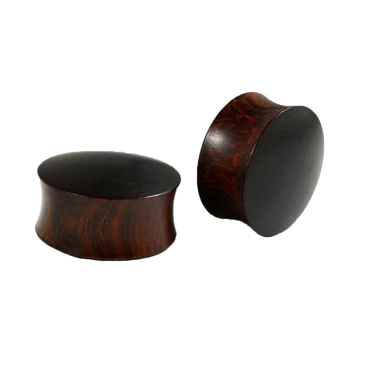 Pendientes dilatadores dilatadores de 10 mm, 2 unidades, de madera, con doble dilatación, redondos, sólidos, dilatadores, color rojo y marrón, 10 mm