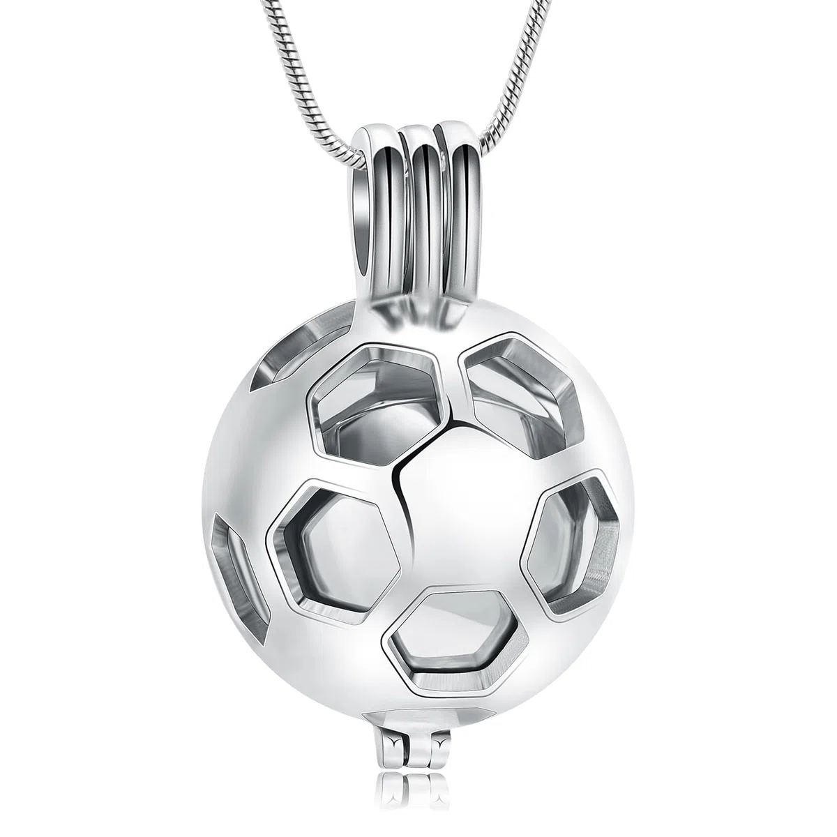 Joyas de cremación de fútbol para cenizas huecas de fútbol, collar para mujeres para hombres, urna conmemorativa, colgante de ceniza