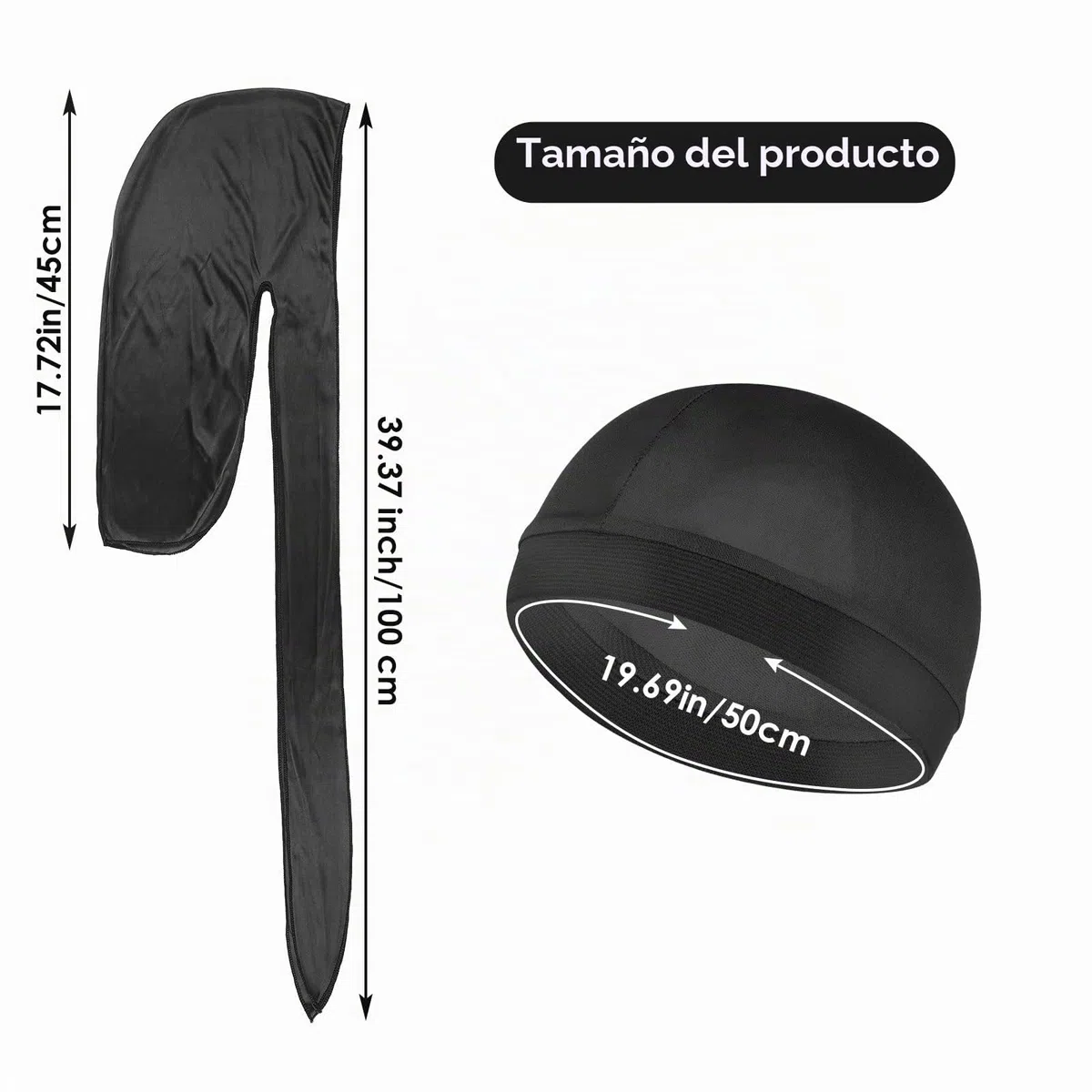 Molain 3 gorras onduladas de seda para hombre y 1 gorro de durag sedoso con cola larga, elástico, suave, transpirable, sedoso, perfecto para ondas 360/720