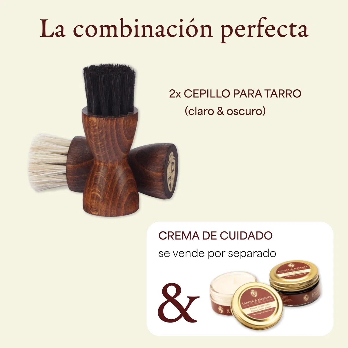Langer & Messmer Cepillo de Crin Fina para la aplicación de betún y Cera para Calzado - El Cepillo de aplicación para el Cuidado Profesional del Calzado - Individual o en Juego de 2