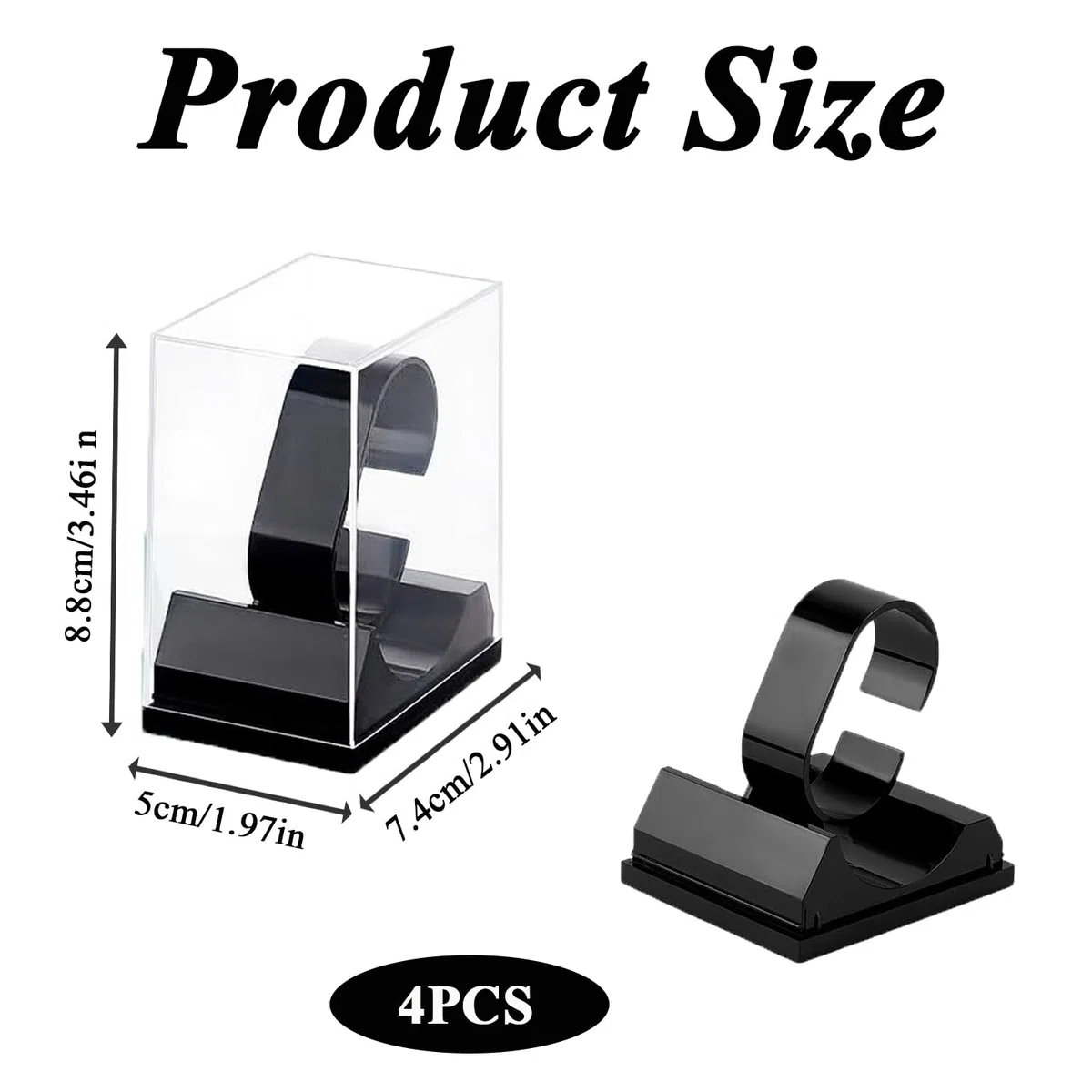 4 Soportes Para Relojes De Acrílico, Soporte Transparente Para Relojes, Soporte De Exposición, Soporte Para Pulsera, Soporte De Acrílico Para Relojes, Para Uso Comercial y Uso Privado (Negro)