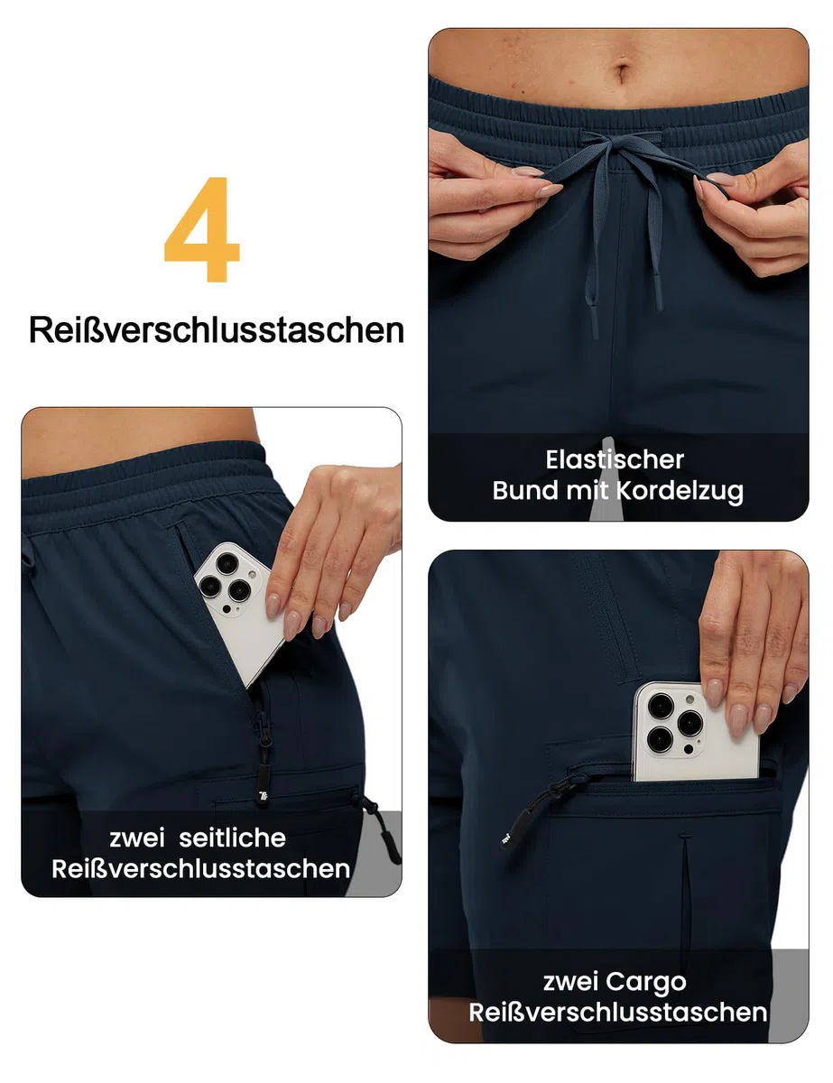 YSENTO Pantalones cortos de senderismo para mujer, pantalones cargo ligeros, pantalones de trabajo, de secado rápido, transpirables, para exteriores