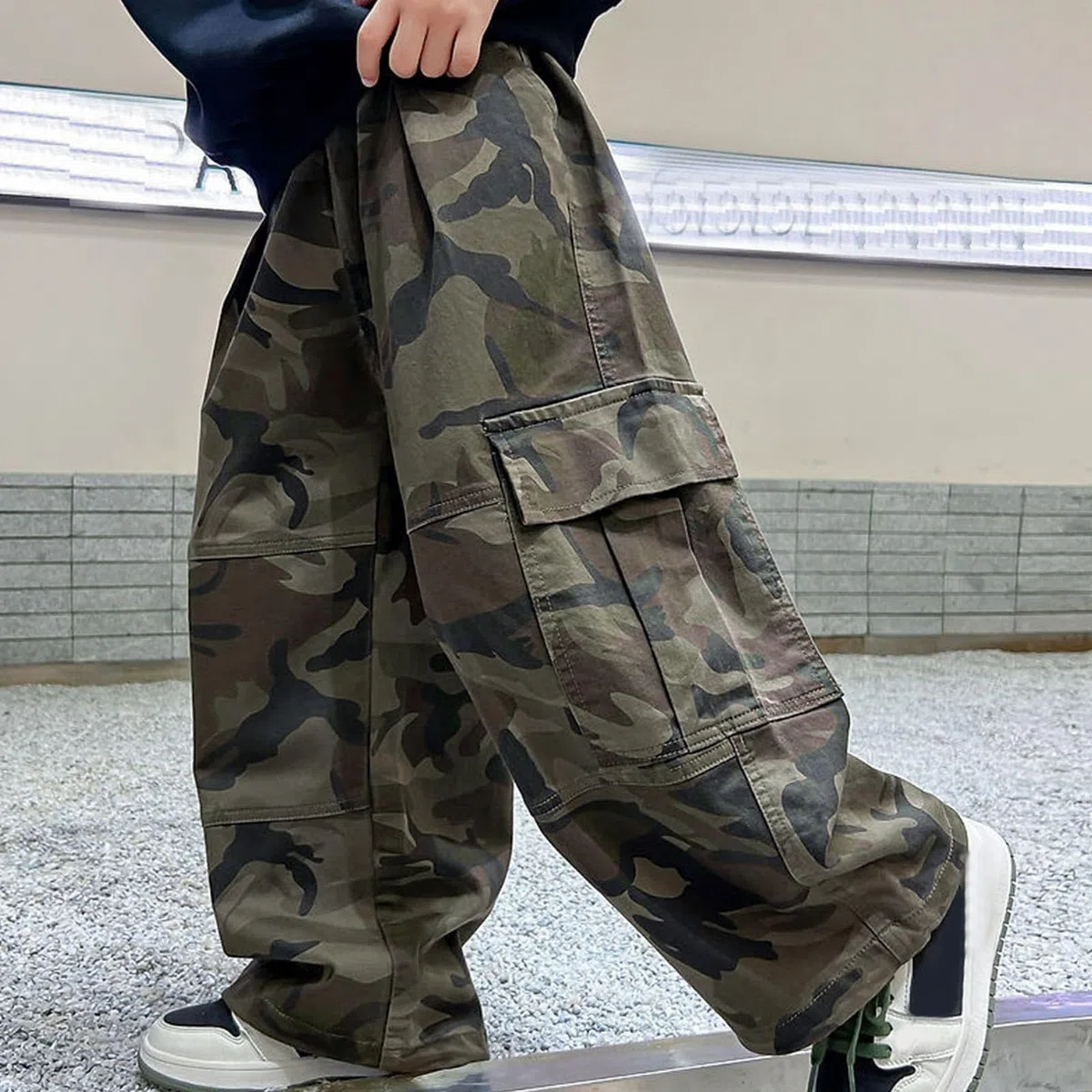 Pantalones cargo de camuflaje para niños, informales, pierna recta, corte holgado, pantalones de trabajo para adolescentes, niños, jóvenes, aventura al aire libre