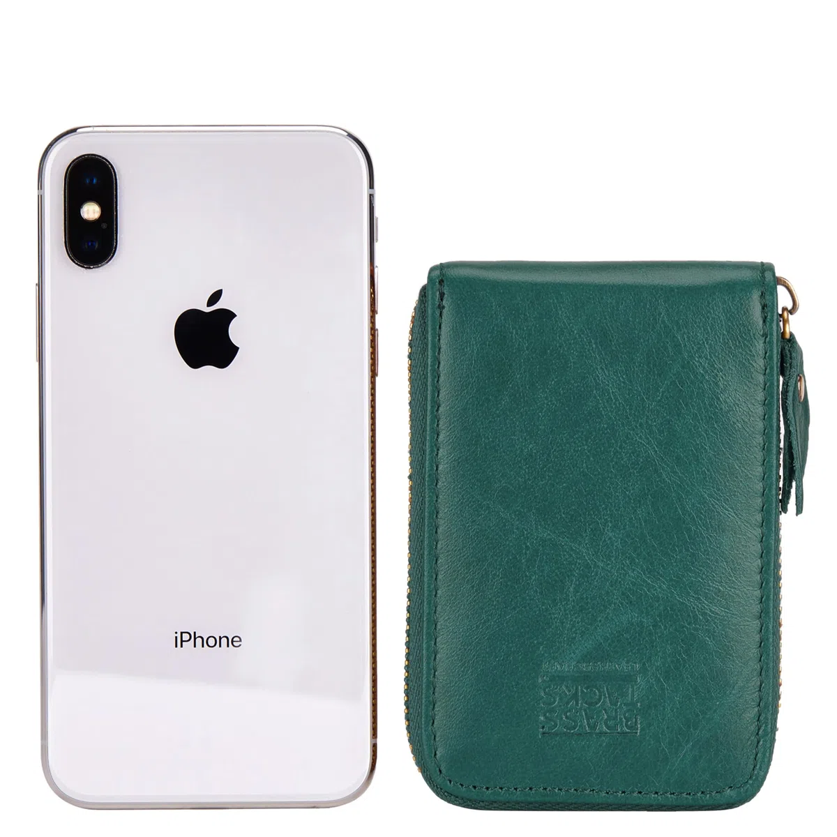 Tarjetero Hombre y Mujer Vertical Piel Genuina - Cartera Pequeña con Cremallera y Bloqueo RFID, Monedero Tarjetero con 13 Ranuras, Mini Billetera de Bolsillo Delantero